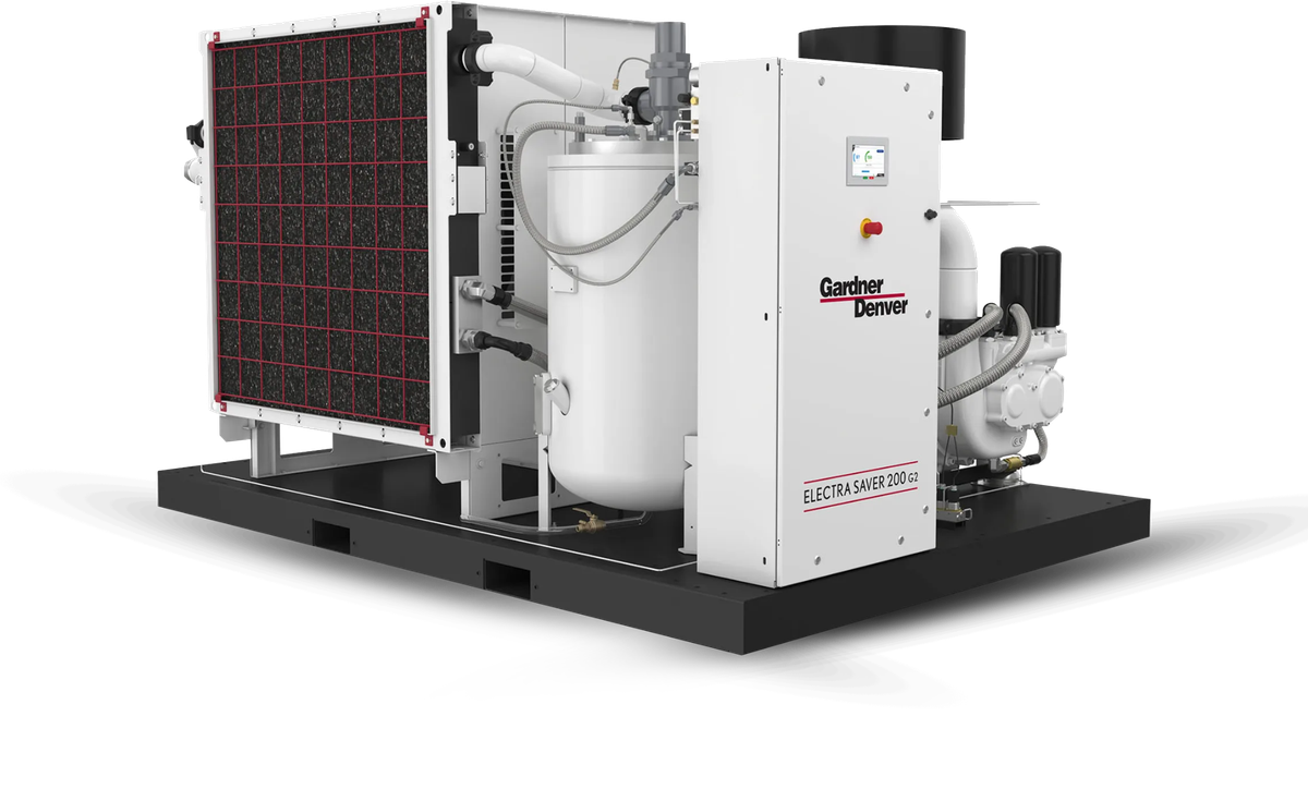 Gardner Denver Electra Saver rotary screw compressor package, representative of the equipment Pye-Barker services